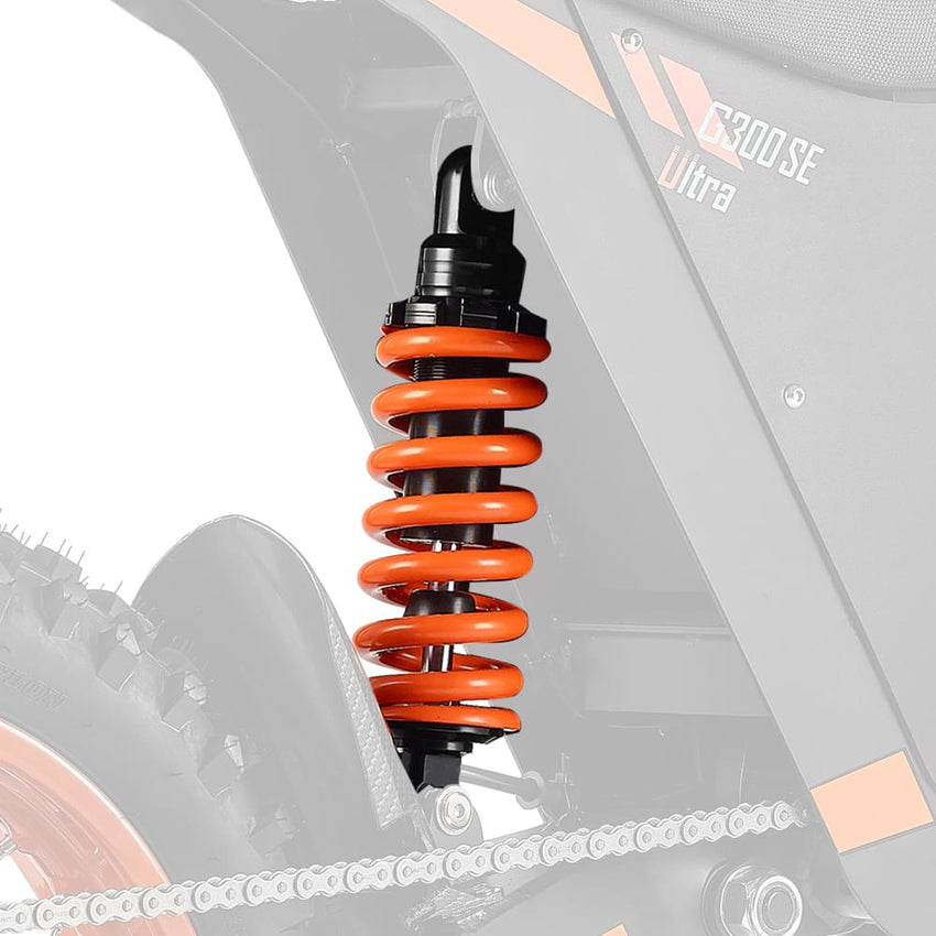 HappyRun orange coil-over rear shock installed on a G300 SE