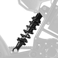 HappyRun black coil-over rear shock installed on a dirt bike