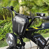 Freego E-Bike Waterproof Front Bag mounted on handlebars of a Freego e-bike