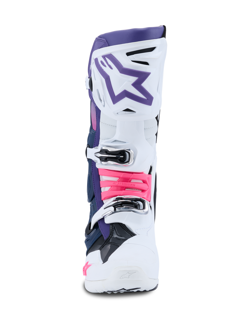 Alpinestars Tech 10 Boots, White/Violet/Navy/Pink, front