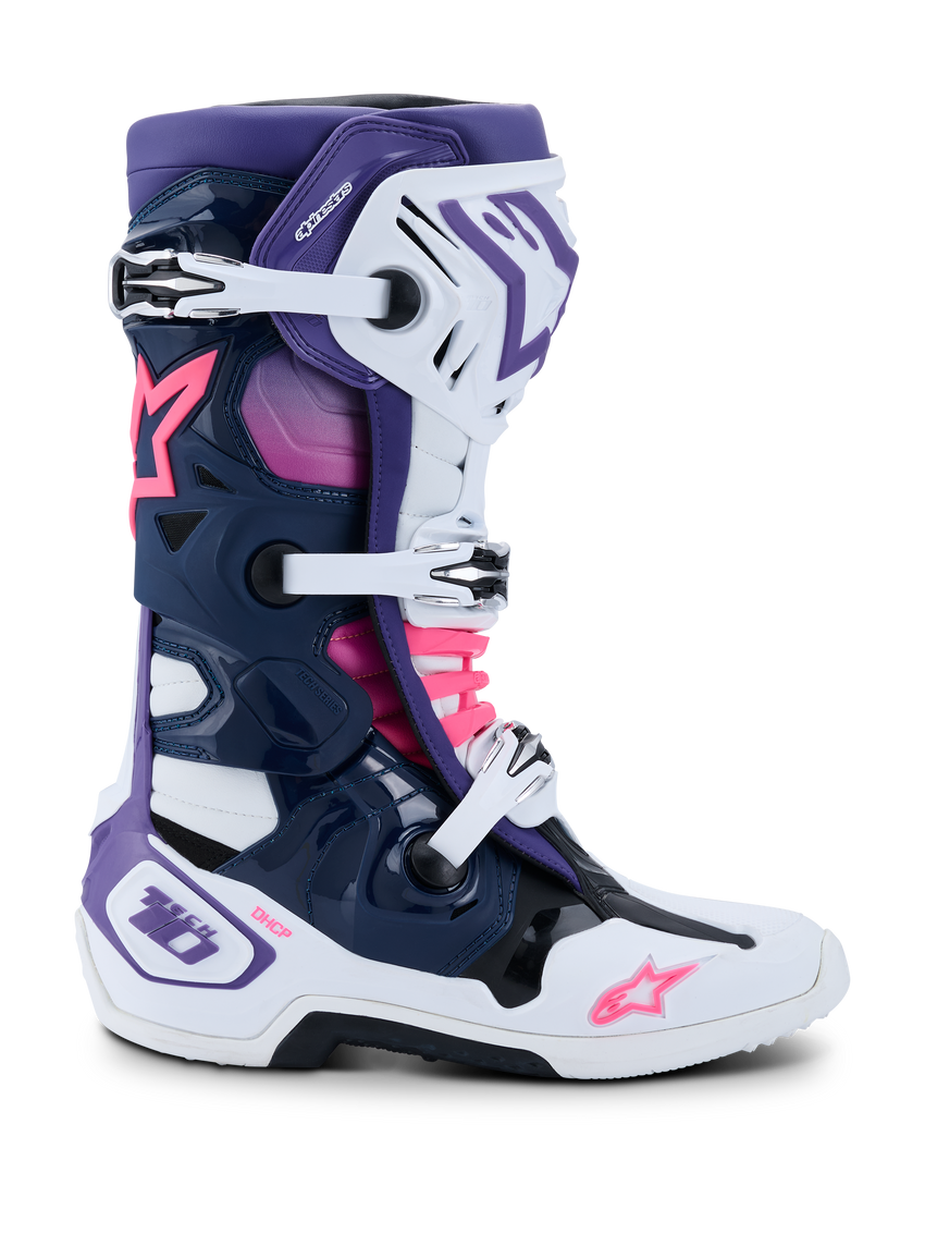 Alpinestars Tech 10 Boots, White/Violet/Navy/Pink, side