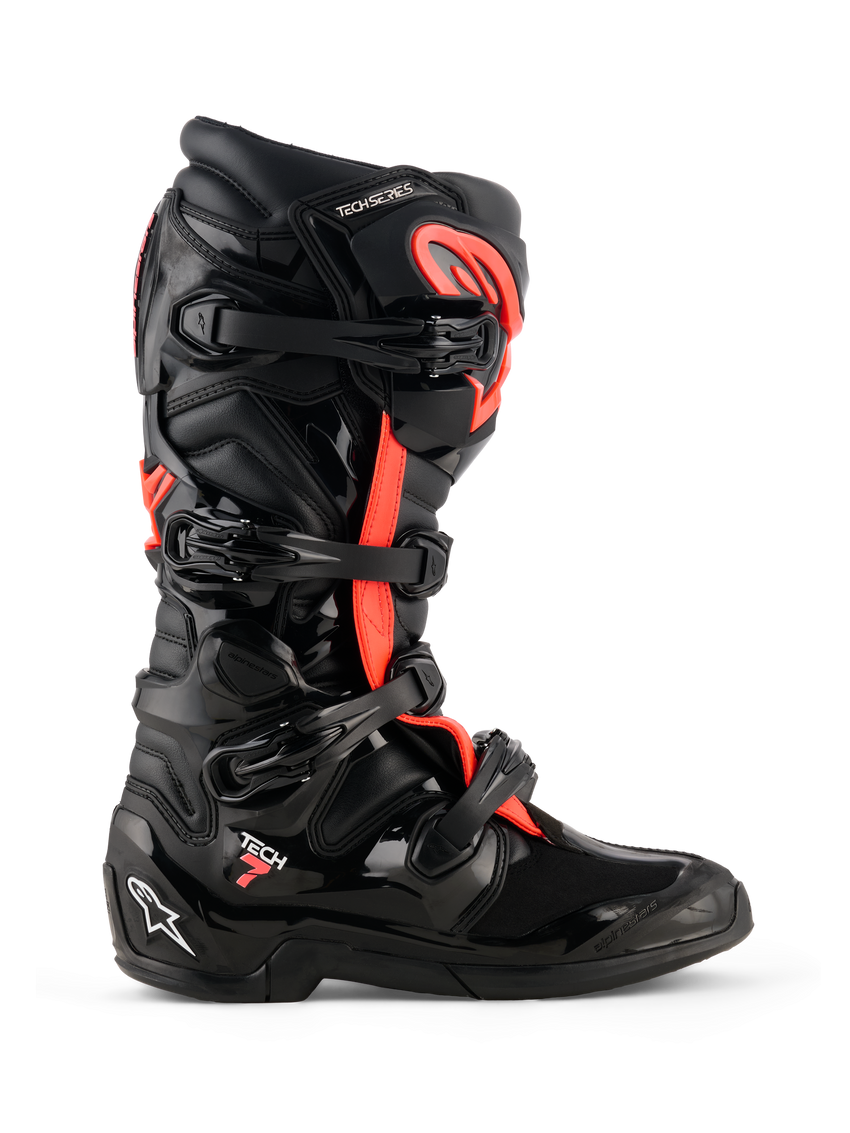 Alpinestars Tech 7 Boots, Black/Red Fluo, side profile