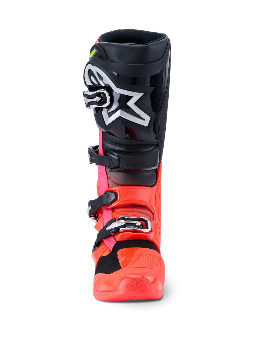 Alpinestars Tech 7 Boots, Black/Red Fluo/Pink Fluo, front view