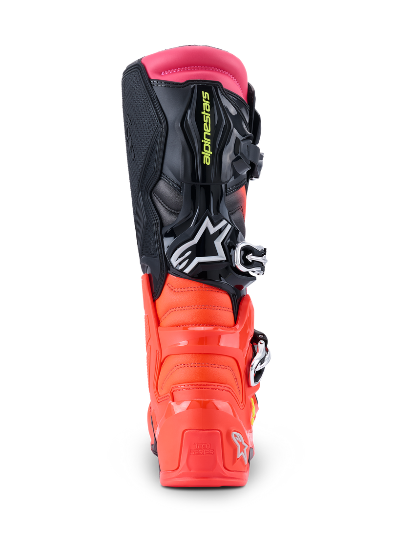 Alpinestars Tech 7 Boots, Black/Red Fluo/Pink Fluo, rear view