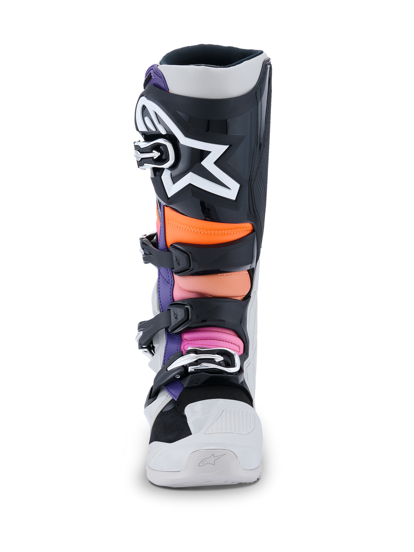 Alpinestars Tech 7 Boots, Black/Light Gray/Orange Fluo/Magenta, front view