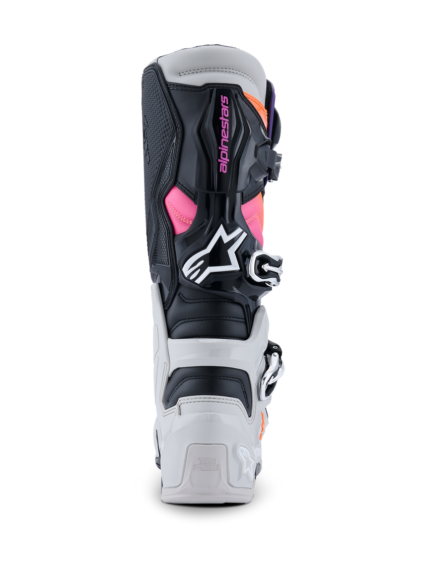 Alpinestars Tech 7 Boots, Black/Light Gray/Orange Fluo/Magenta, rear view