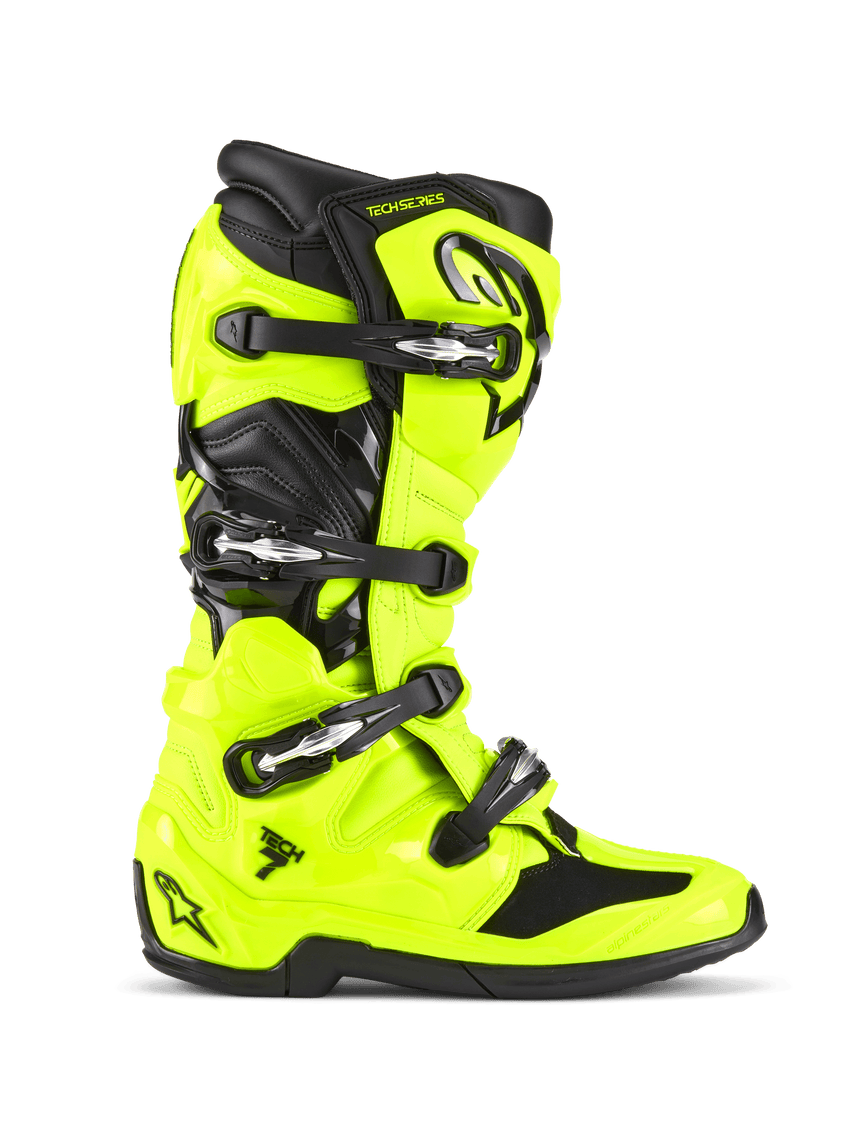 Alpinestars Tech 7 Boots, Yellow Fluo/Black, side profile