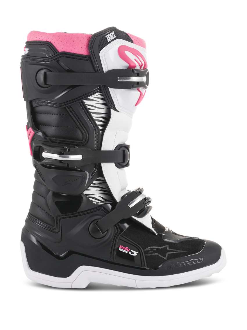 Alpinestars Stella Tech 3 Boots, Black/White/Pink, side