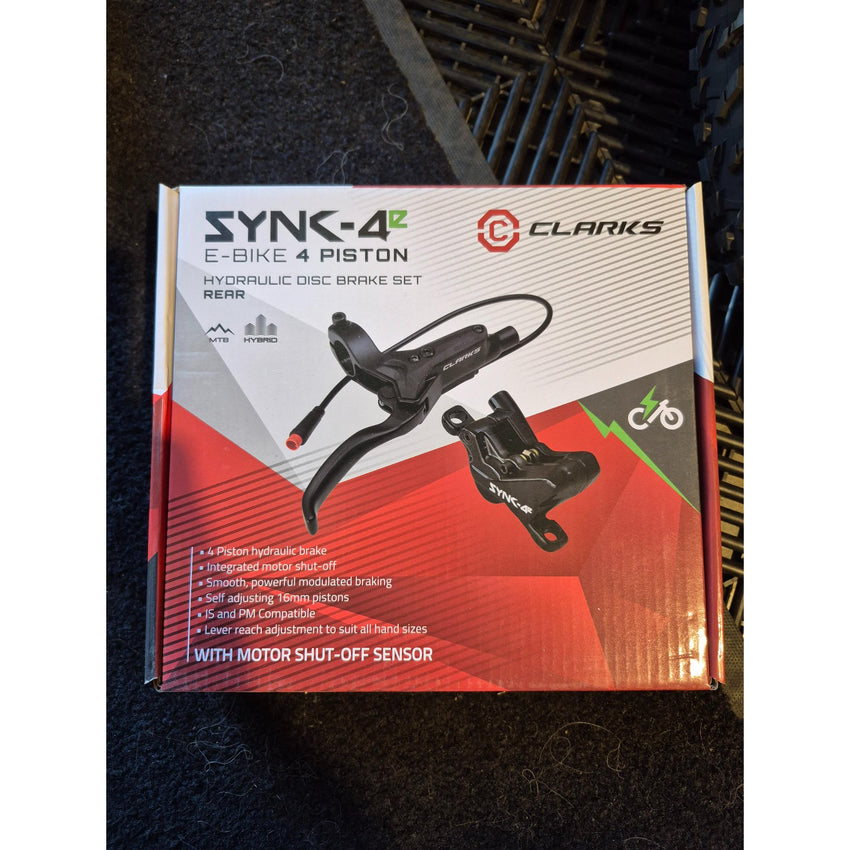 Clarks SYNC-4E – Powerful 4-Piston EBike Hydraulic Brake System with Motor Shut Off