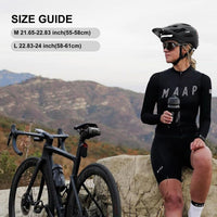 Freego Smart Bike Helmet size guide, worn by a cyclist with sizes M and L