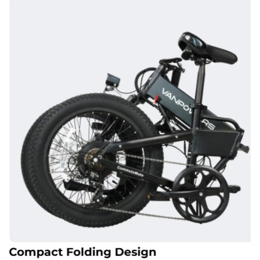 VanPowers CommuteMate – Compact Folding E-Bike with Fat Tires