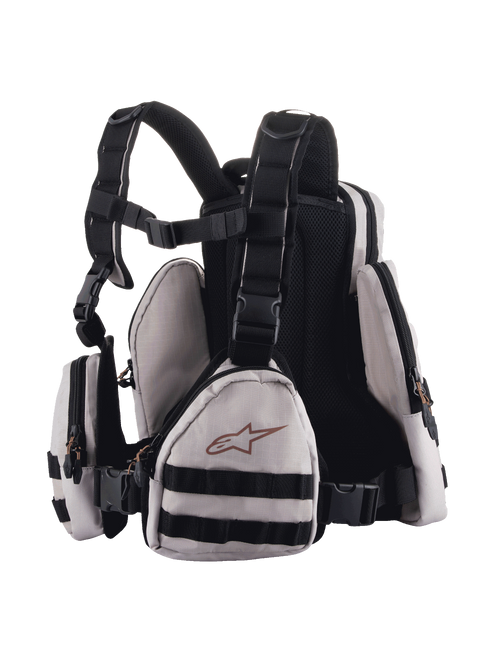 Alpinestars Techdura Tactical Pack, Warm Gray/Black, rear view showing back panel