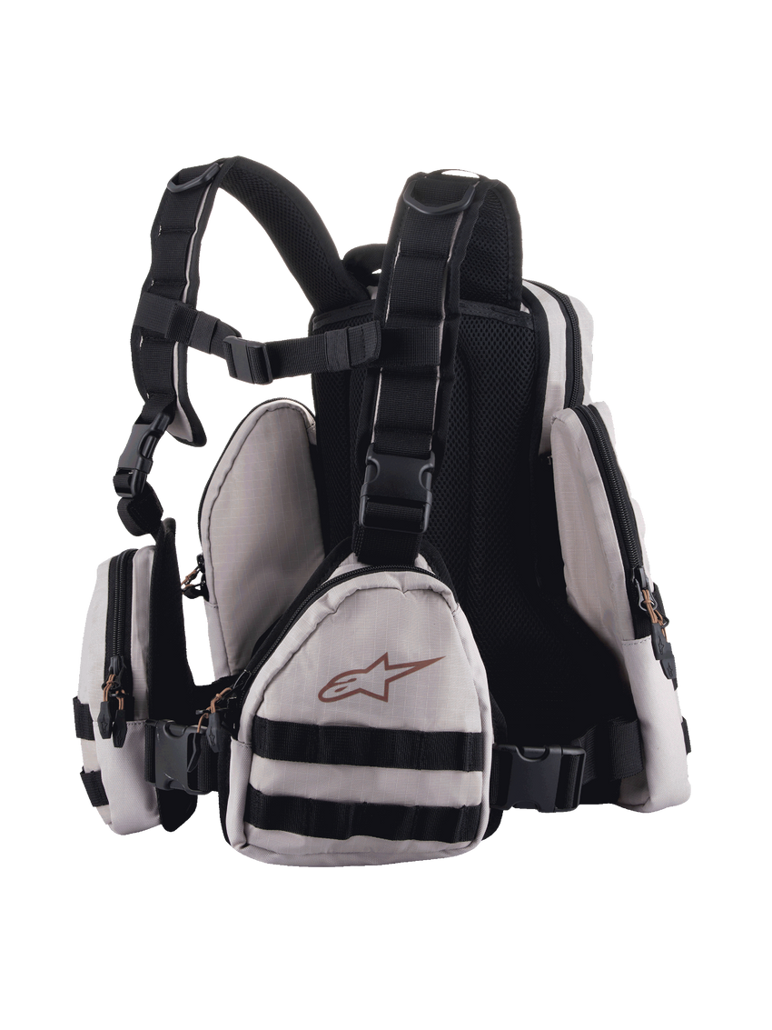 Alpinestars Techdura Tactical Pack, Warm Gray/Black, rear view showing back panel