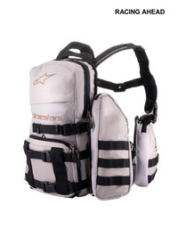 Alpinestars Techdura Tactical Pack, Warm Gray/Black, front view with pouches