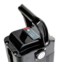 Seat tube battery handle and indicator