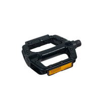 Freego eBike Pedal Set, single black platform pedal with amber reflector