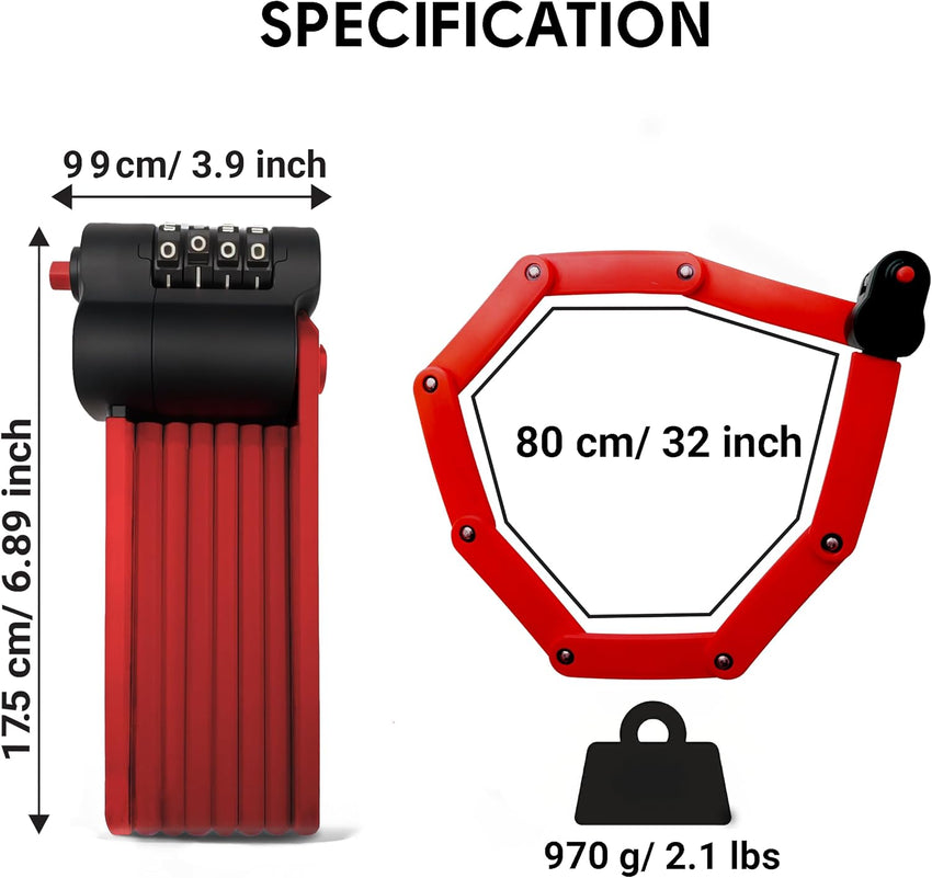 Xnito Folding Lock – 4-Digit Heavy-Duty Combo Lock