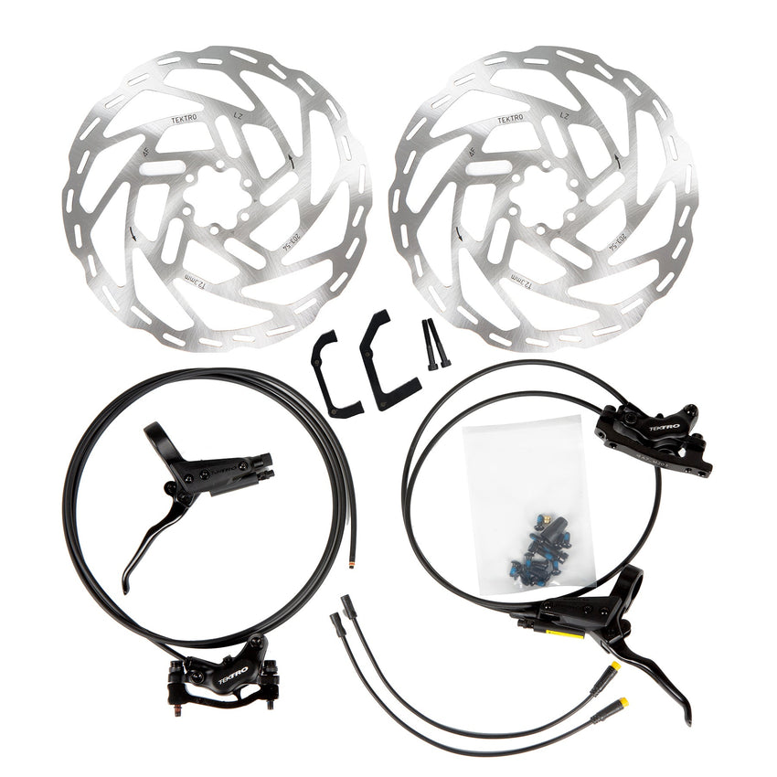 Eunorau TEKTRO 4-piston hydraulic brake set with 203mm rotors, full kit