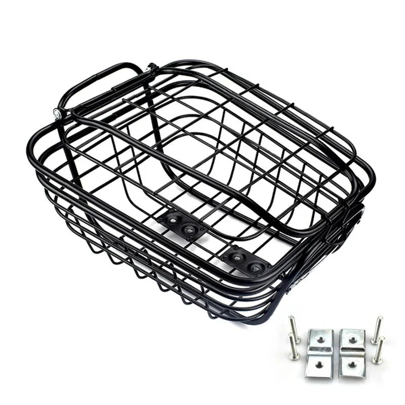 Freego DIY Front Basket, black wire basket with mounting hardware