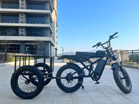 Freego Cargo Rear Trailer with e-bike, full side view outdoors