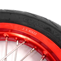 KKE 1.85*12’‘ & 2.15*12’‘ E-Bike Mini Wheels Kit with Tires Fit For Rawrr Mantis X 2024-2025 Red Rims