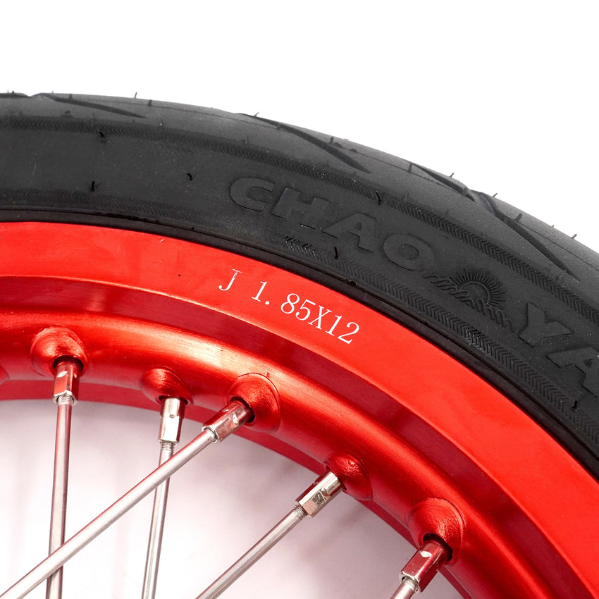 KKE 1.85*12’‘ & 2.15*12’‘ E-Bike Mini Wheels Kit with Tires Fit For Rawrr Mantis X 2024-2025 Red Rims