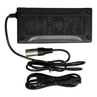 Valtinsu EM-5 48V UL charger, top view with cables