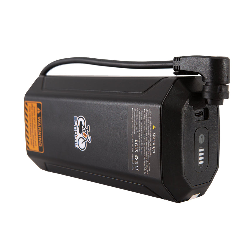Eunorau 5Ah battery side view with output cable