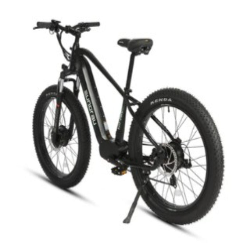 Eunorau FAT AWD electric bike front hub motor and 4-inch fat tire close-up detail