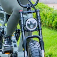 Eunorau Flash Class II III e-bike handlebar controls and mirror detail