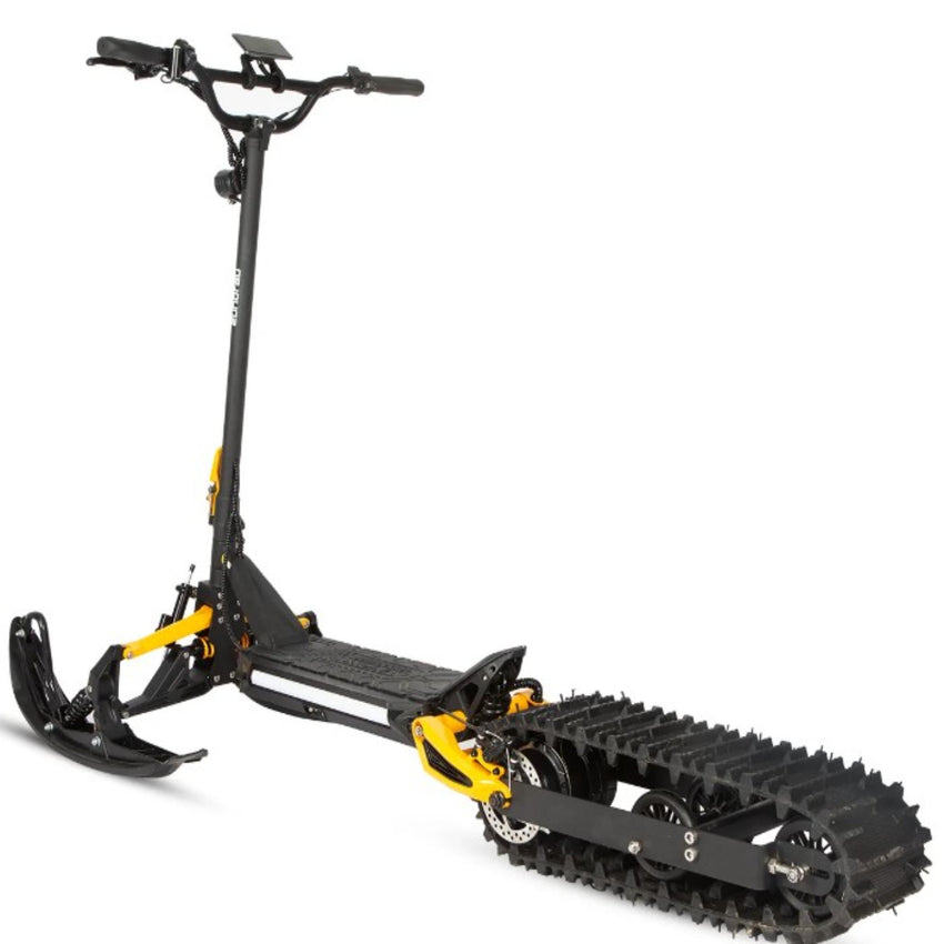 Eunorau ICEX snow bike front ski and fork assembly detail – built for Utah winter terrain