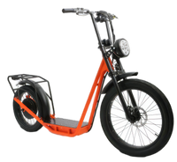 Eunorau Jumbo stand-up adventure ebike three-quarter front view highlighting deck and handlebars