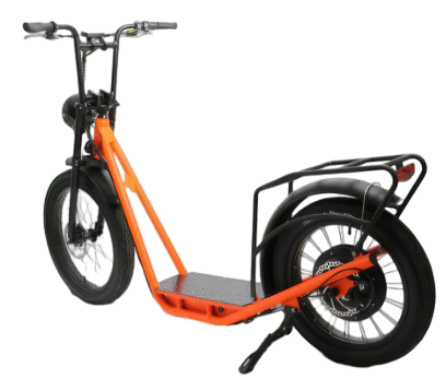 Eunorau Jumbo stand-up electric bike three-quarter rear view showing fat tire and cargo capacity