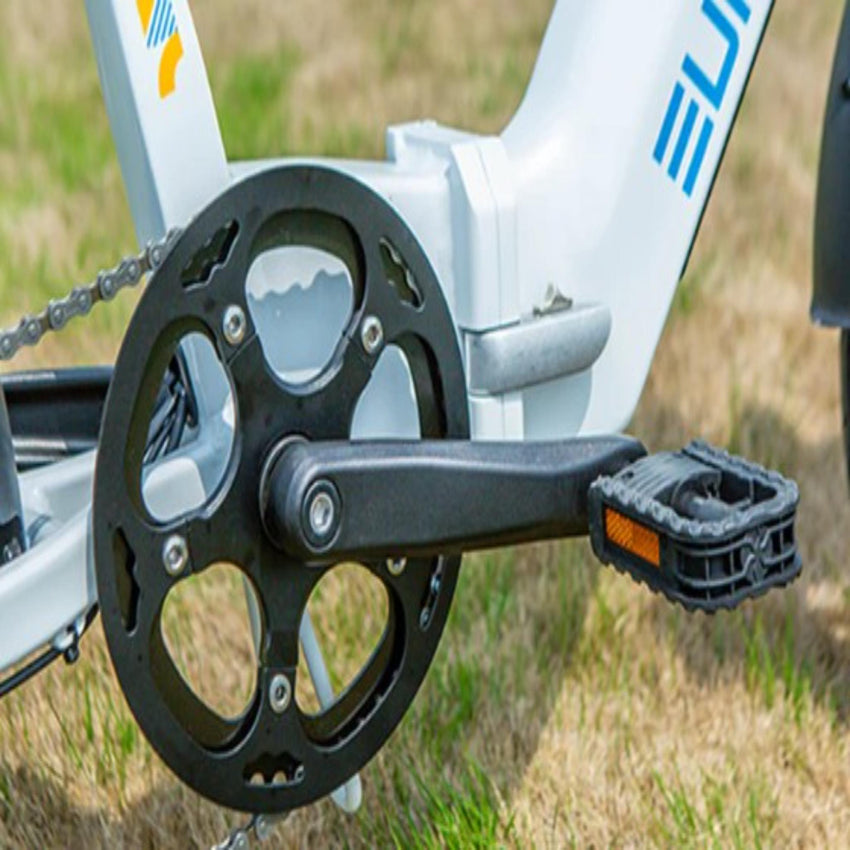 Eunorau Meta Foldable compact electric bike front fork and wheel detail