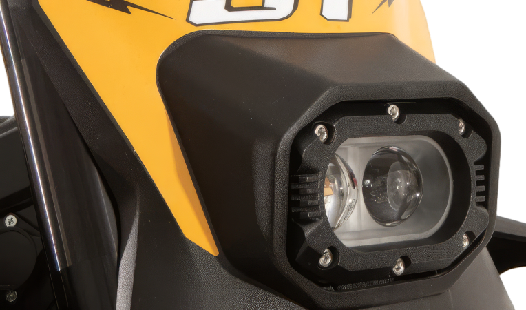 Eunorau S1 electric dirt bike front fork and suspension close-up – trail-ready design