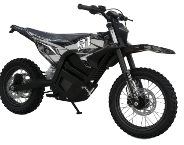 Eunorau S1 electric moto rear detail showing swingarm and rear suspension setup