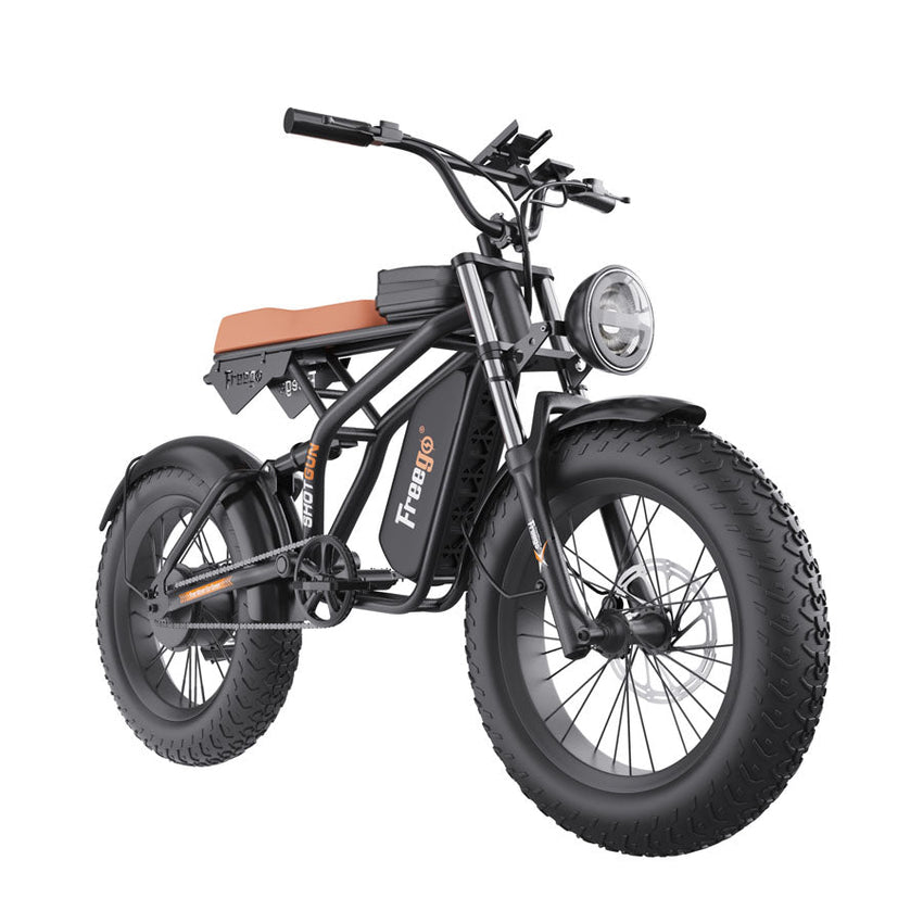 Freego F1 fat tire e-bike, front right three-quarter view