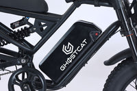 GhostCat Battery 52V/20Ah, black battery with GhostCat logo mounted in the frame