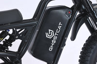 GhostCat Battery 60V/25Ah F4X, black battery with GhostCat logo mounted in the frame