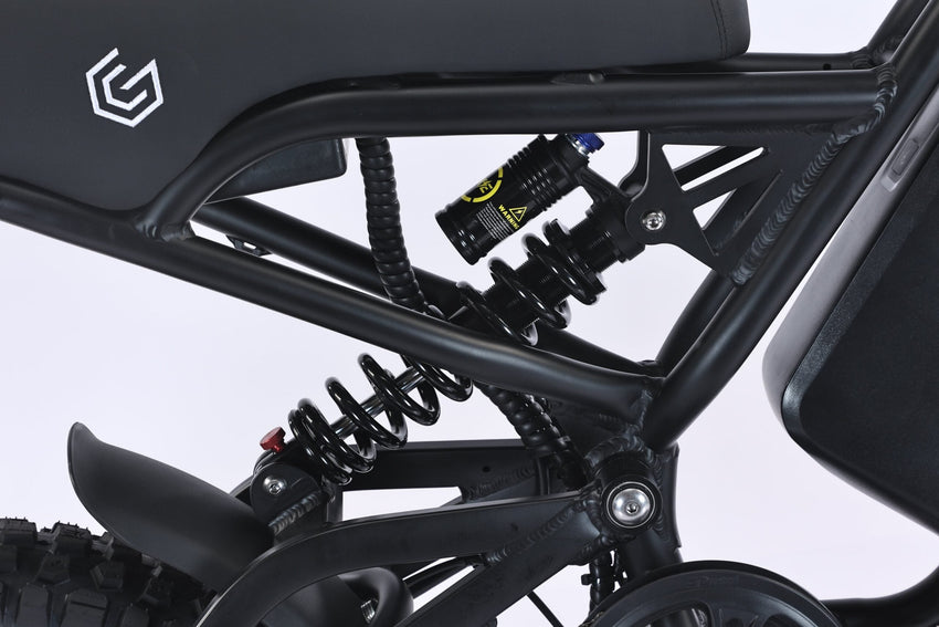 GhostCat F4X Hunter's Edition Full Bundle, close-up of the rear shock and controller area under the seat