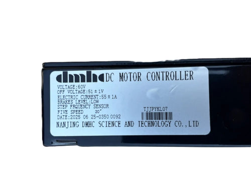 GhostCat Controller 55A 60V, close-up of the DMHC controller label