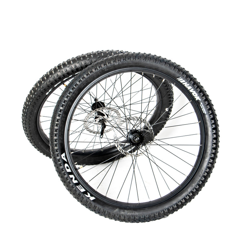 Eunorau 27.5 x 3 inch wheel set with Kenda tires