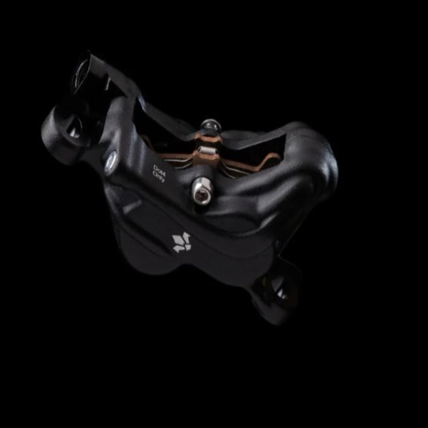Formula EMoto brake caliper side profile – lightweight alloy construction detail