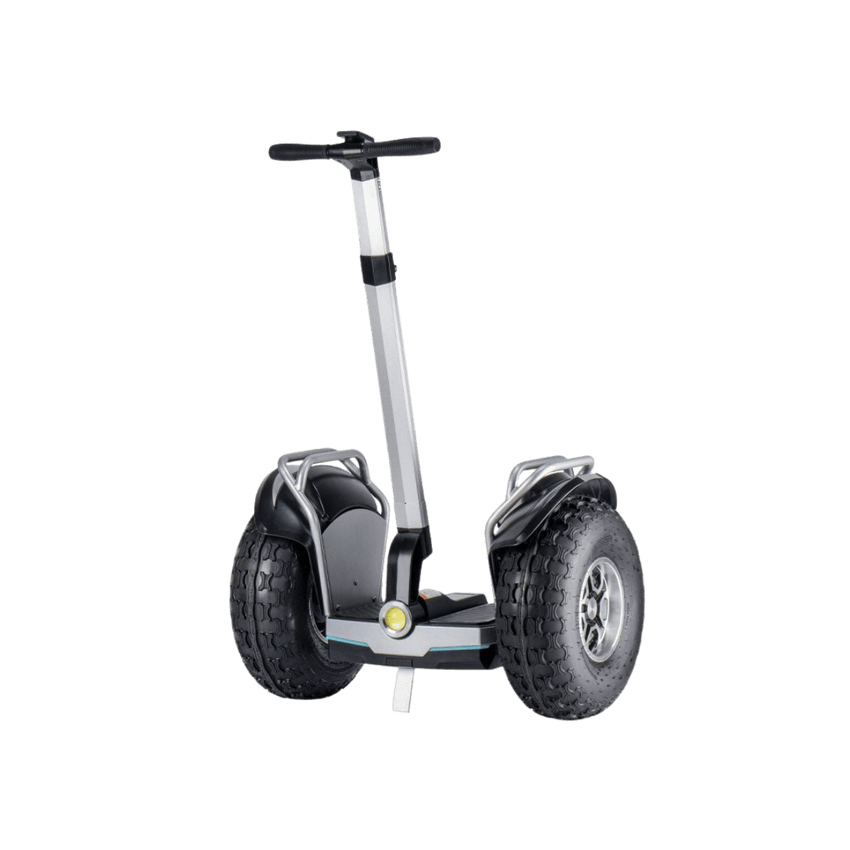 Freego X60 Plus self-balancing off-road scooter in silver, side view with tall handlebar