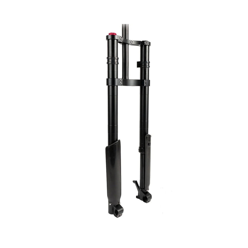 Freego Front Suspension Fork, black dual-crown fork, front view