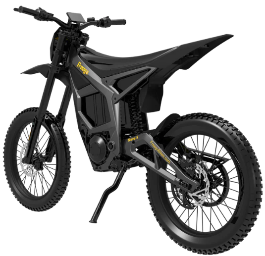 Freego Nova 5 e-moto secondary angle showing frame and fork – $4,299 at BHive Moto Shop