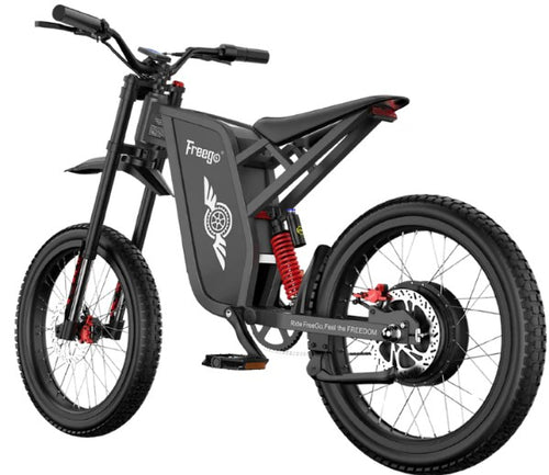 Freego X1 Series standard electric dirt bike side profile showing full frame and components