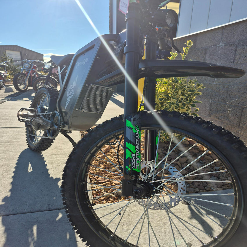 Freego X2 Pro electric bike rear angle detail showing frame and suspension setup