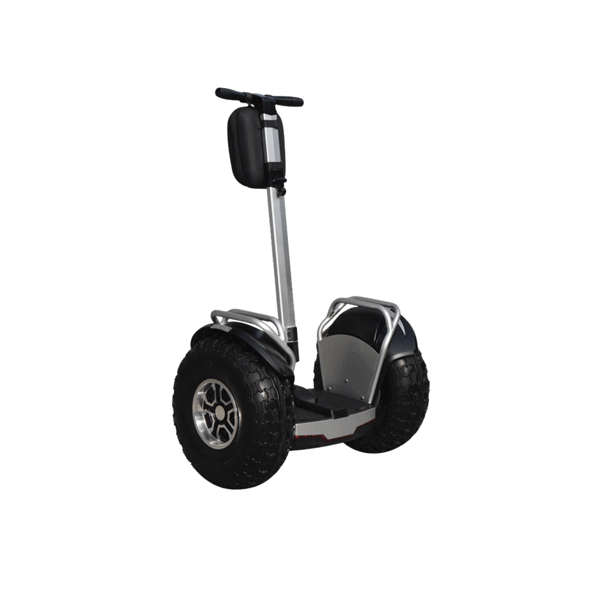 Freego X60 Plus in silver, angled side view with knobby tire and standing platform