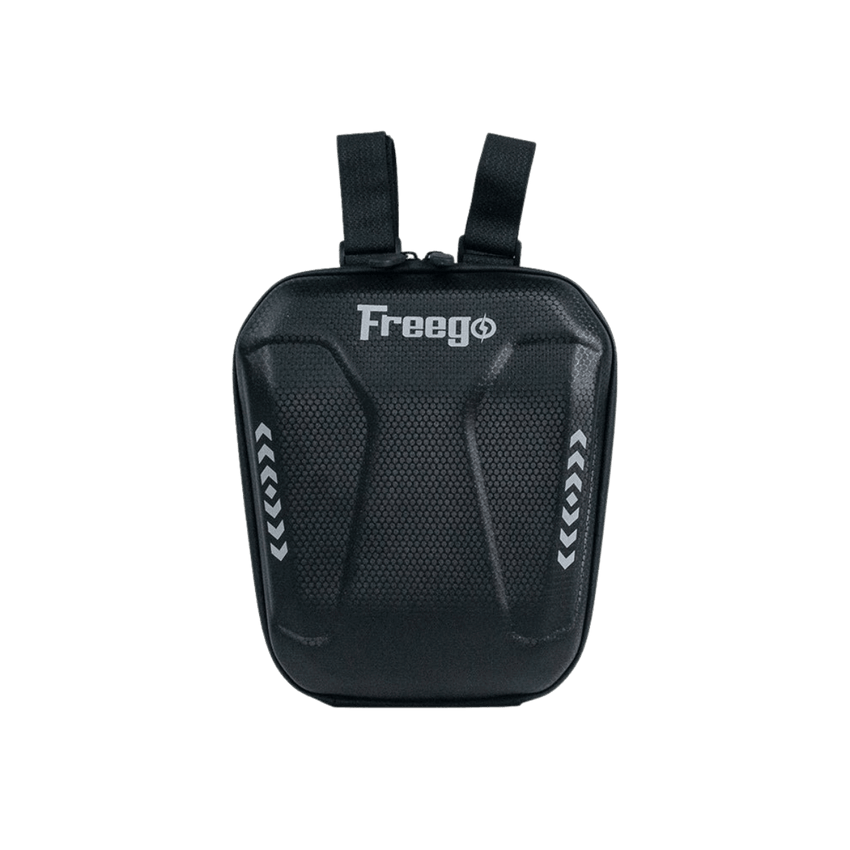 Freego E-Bike Waterproof Front Bag, black hard-shell bag with Freego logo